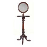 A VICTORIAN MAHOGANY TELESCOPIC SHAVING STAND, LATE 19TH C with adjustable mirror, 136cm h