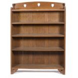 A LIBERTY & CO OAK OPEN BOOKCASE IN THE STYLE OF C F A VOYSEY, C1910 129cm h; 22 x 91cm ++In good