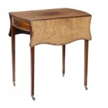 A GEORGE III SERPENTINE MAHOGANY PEMBROKE TABLE, C1800 the crossbanded top inlaid with an oval, on