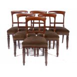 A SET OF SIX WILLIAM IV MAHOGANY DINING CHAIRS, C1830 on reeded tapering forelegs, 86cm h ++The open