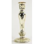 A SILVERED GLASS CANDLESTICK OF UNUSUALLY LARGE SIZE, 36CM H, 19TH C, LACKS SEAL