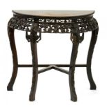 A CHINESE HONG MU SEMI CIRCULAR TABLE, C1900, 68CM W