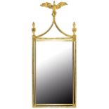 A REGENCY STYLE GILT MIRROR, WITH EAGLE CREST, 122CM H AND ANOTHER GILT MIRROR