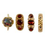 FOUR GOLD RINGS, VARIOUSLY GEM SET, 12.5G