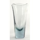 A HOLMEGAARD GLASS VASE, 25CM H, ENGRAVED MARK, MONOGRAM AND 19/52