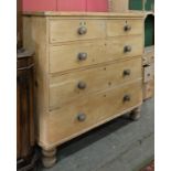 A VICTORIAN WAXED PINE CHEST OF DRAWERS, 106 X 110 X 52CM