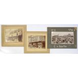 SOCIAL HISTORY. TWO LATE 19TH C OR EARLY 20TH C MOUNTED PHOTOGRAPHS OF SHOP FRONTS BY FRANK H.