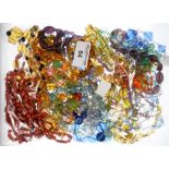 VINTAGE COSTUME JEWELLERY. MISCELLANEOUS COLOURED GLASS BEAD AND OTHER NECKLACES