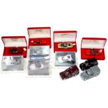 A QUANTITY OF MINT AND BOXED DIE-CAST VEHICLES AND THREE UNBOXED VINTAGE DELIVERY VANS
