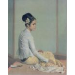 SIR GERALD KELLY, SAW OHN NYUN, REPRODUCTION, PRINTED IN COLOUR, SIGNED BY THE ARTIST IN PENCIL,