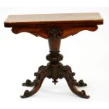 A VICTORIAN ROSEWOOD CARD TABLE, 92CM W