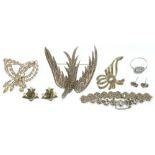 A MARCASITE BIRD OF PARADISE BROOCH AND SEVERAL OTHER ARTICLES OF VINTAGE COSTUME JEWELLERY