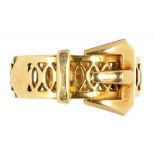 A 9CT GOLD PIERCED BUCKLE RING, 4.7G