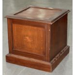 A VICTORIAN MAHOGANY AND INLAID COAL BOX, 50CM H