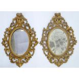 A PAIR OF FLORENTINE GILTWOOD OVAL MIRROR OR PICTURE FRAMES, 42CM H, LATE 19TH C