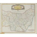 A SAXTON MAP OF THE EAST RIDING OF YORK, ENGRAVING, HAND COLOURED, MOUNTED TO WITHIN PLATE MARK,