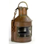 A TELFORD, GRIER & MACKAY LTD COPPER SHIPS LANTERN, 47CM H, C1900, LACKS ILLUMINANT