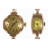 TWO 9CT GOLD LADY'S WRISTWATCHES