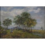 ENGLISH SCHOOL, EARLY 20TH C, LANDSCAPE, A PAIR, OIL ON CANVAS, 24 X 34CM