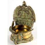 A SOUTH INDIAN BRASS VOTIVE OIL LAMP, 14CM H, LATE 19TH C