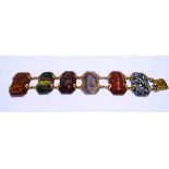 A Victorian agate panel bracelet,