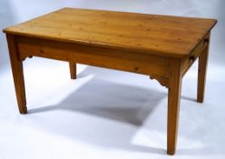 A Victorian pine kitchen table with drawer to each end,