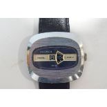 Ingersoll, 1970's jump hour manual wind digital wristwatch,