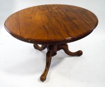 A Victorian mahogany breakfast table on scroll legs,