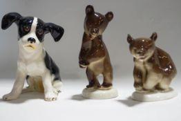 Two Russian ceramic figures of bears, 15cm high and smaller printed USSR marks,