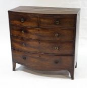 A 19th century mahogany bow front chest of two short over three long drawers,