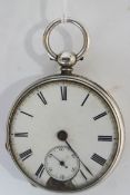 Robert Mitchell, Tranmere silver open faced pocket watch, Chester 1892,