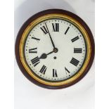 A fusee dial clock with mahogany case, with 10" dial, key,