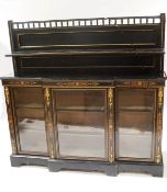 A Victorian ebonised and inlaid breakfront credenza by Urquhart and Adamson, Liverpool,