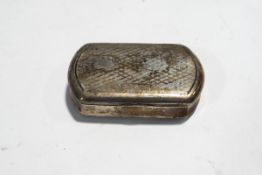 A 19th century Austrian silver oblong snuff box with engine turned cover and base and concave sides