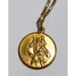 A 9 carat gold St Christopher pendant, on a 9 carat gold chain, 10.