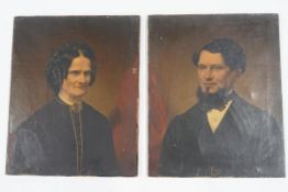 English School, late 19th Century Portraits of a Gentleman and his Wife Oil on canvas,