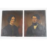 English School, late 19th Century Portraits of a Gentleman and his Wife Oil on canvas,