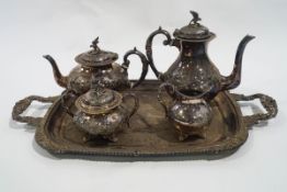 A late Victorian silver plated four piece tea and coffee service, by S.