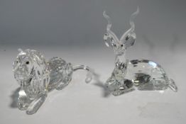 Two Swarovski Crystal 'Inspiration of Africa' animals - Lion and Kudu,