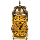 A Victorian brass lantern clock, with engraved dial signed Edward & Sons, Glasgow,