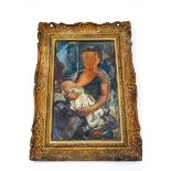 J Siefeit Maternity Oil on canvas signed lower right and label verso 53cm x 32cm