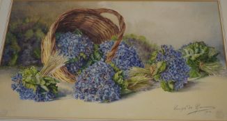 Louise de Gauvain Still Life of Hydrangeas Watercolour Signed and dated 1913 53.