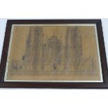 F.Curry Wells Cathedral Pencil drawing Signed and dated 1906 48.5cm x 69.