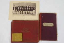 A cricketing autograph book with the 1932 New Zealand England Test match,