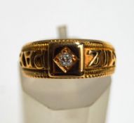 A Victorian 18 carat gold diamond set Mizpah ring, Birmingham 1884,