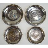 A coin set Chinese export small dish, stamped 'Made in HK', 'Sterling' and 'Lee Yee Hing',