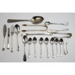 A collection of silver flatware, some antique,