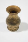 A Sunflower Pottery vase by Sir Edmund Elton, of waisted form with crimped rim and gold craquelure,