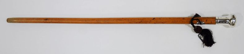 A Malacca gent's cane with heavy silver knop (London - date letter rubbed)