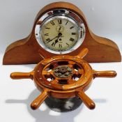 A Henry Browne & Son Ltd mantel clock, with key,